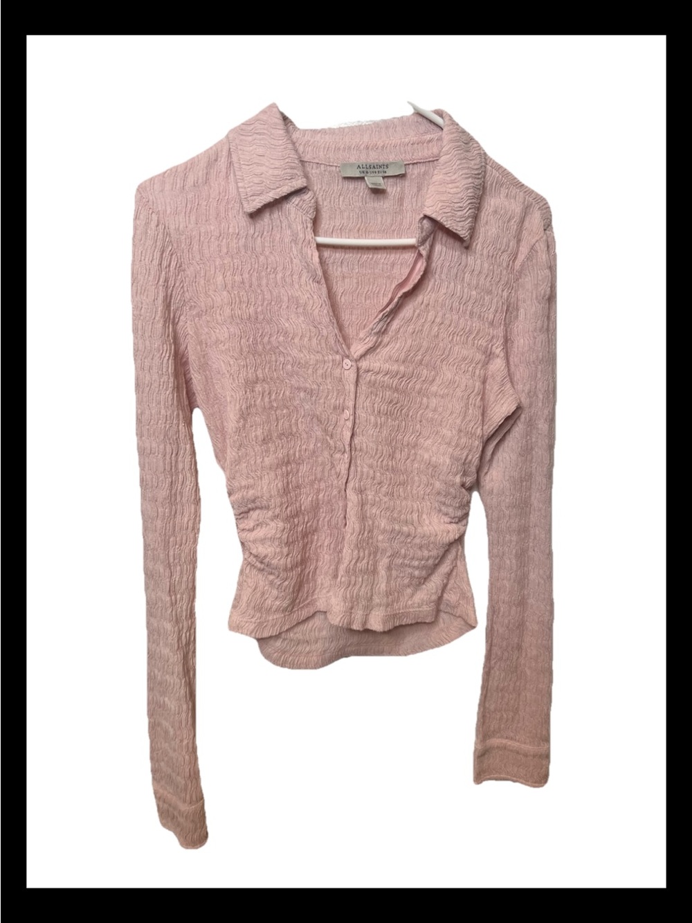 All Saints Light Pink Crinkled Button-Front Shirt